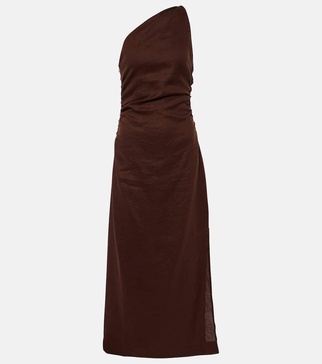 Jomana one-shoulder linen midi dress