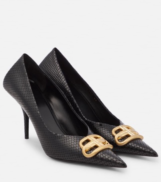 Square Knife BB croc-effect leather pumps