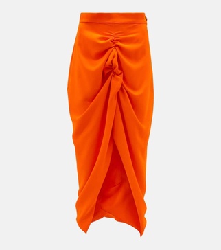 Panther asymmetrical crêpe midi skirt