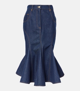 Denim midi skirt