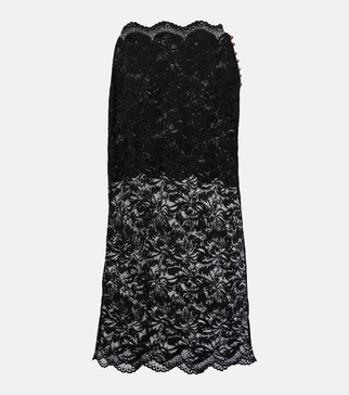 Floral lace midi skirt