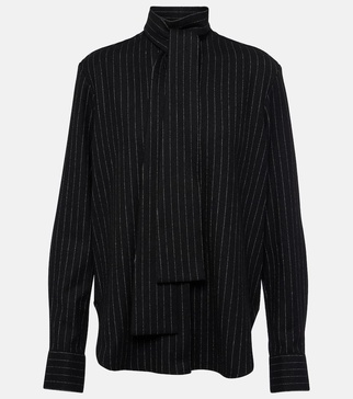 Pinstripe tie-neck shirt