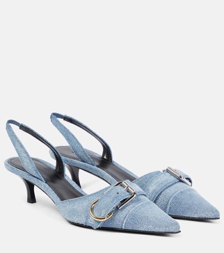 Voyou denim slingback pumps