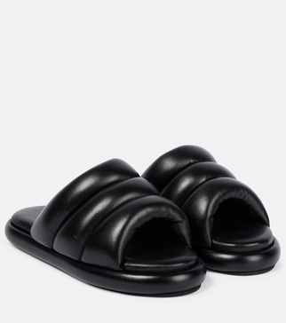 Padded leather slides