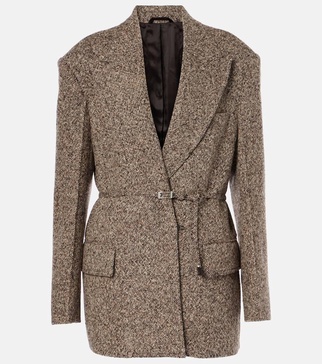 Jador belted wool-blend tweed blazer