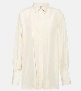 Pleated silk shirt