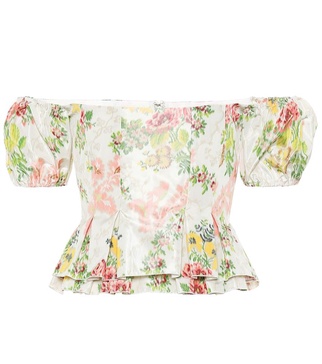 Oarsman floral silk-blend top