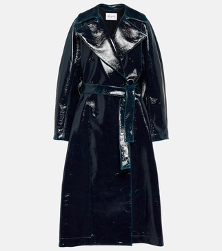 Coated wool-blend trench coat