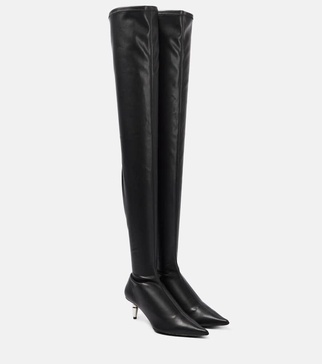 Spike leather over-the-knee boots