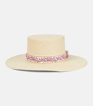 Embellished raffia sun hat