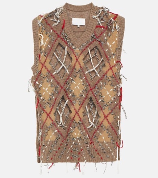 Jacquard wool-blend sweater vest