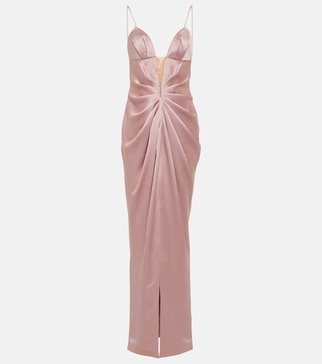 Draped satin gown