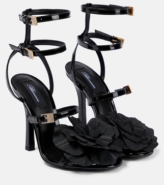 Embellished patent leather sandals