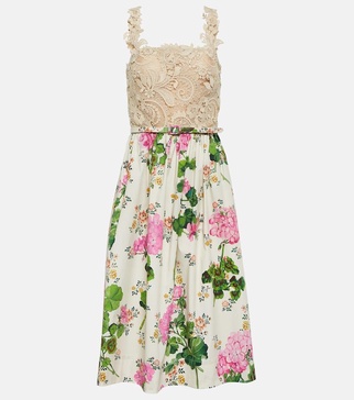 Floral guipure lace midi dress