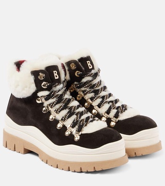 Arosa shearling-lined suede lace-up boots