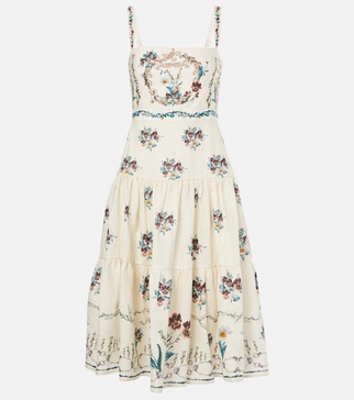 Lima Florero embroidered linen midi dress