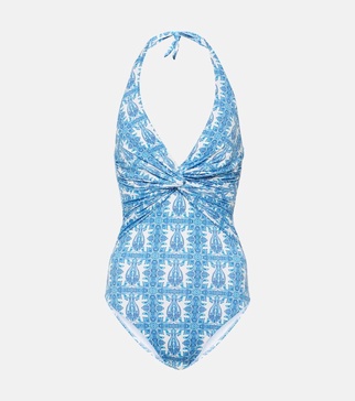 Zanzibar printed halterneck swimsuit