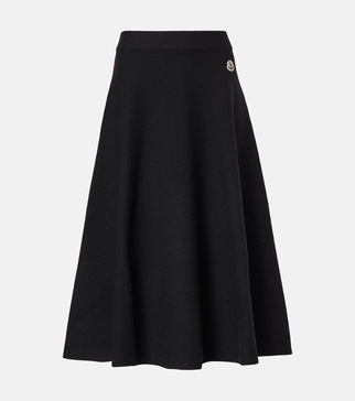 Wool-blend midi skirt