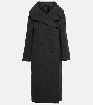 Oversized wool-blend felt wrap coat