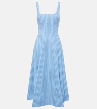 Wells pinstriped cotton poplin midi dress