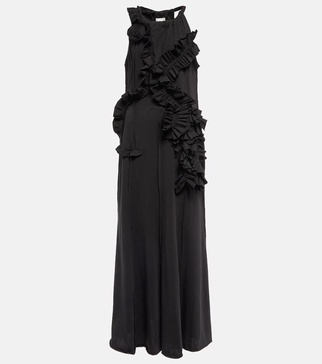 Ruffle-trimmed cotton jersey maxi dress