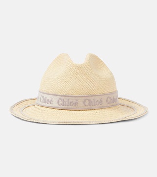 Woody logo straw Panama hat