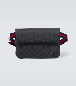 Web Stripe GG Canvas leather-trimmed belt bag