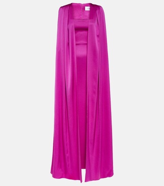 Caped satin gown