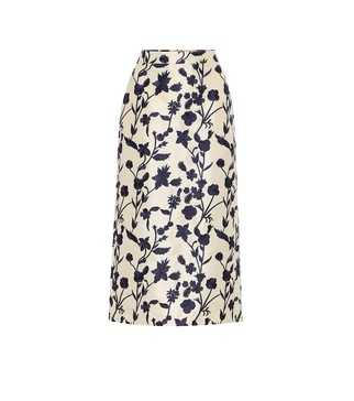 Quercini floral-jacquard midi skirt