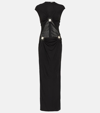 Embellished cutout jersey maxi dress