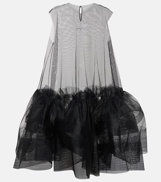 Bow-detail tulle midi dress