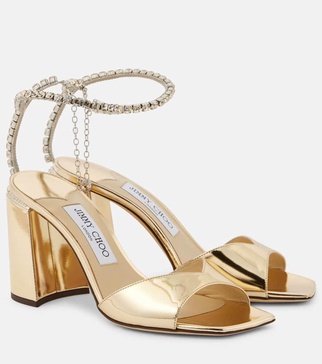 Saeda 85 embellished metallic leather sandals