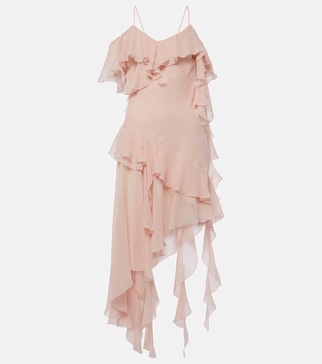 Ruffled silk georgette minidress