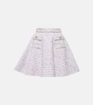 High-rise cotton-blend tweed miniskirt