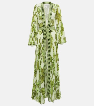 Pleated georgette beach cover-up