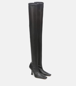 Faux leather over-the-knee boots