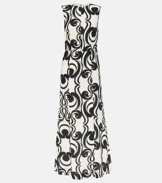 Printed crêpe maxi dress