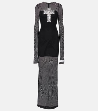 x Kim embellished tulle maxi dress