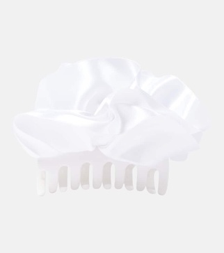 Ruffled silk-blend satin hair clip