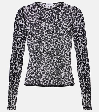 Leopard-print mesh top