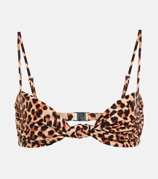 Leopard-print bikini top