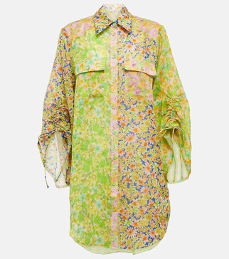 Oversized floral spliced shirt