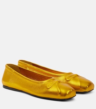 Little Bow leather ballet flats