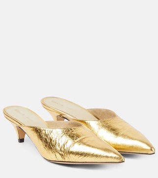 River metallic leather mules