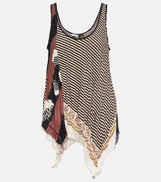 Printed draped tank top