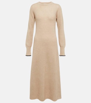 Alpaca and cotton-blend midi dress