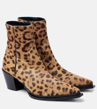 Cece 60 leopard-print calf hair ankle boots