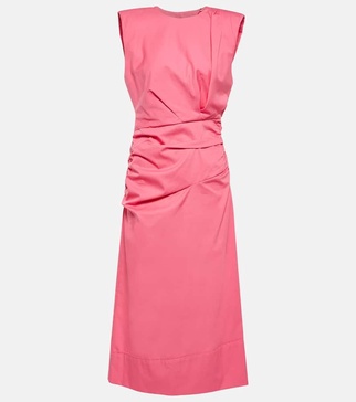 Ruched cotton midi dress