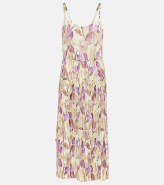 Floral pleated midi dress