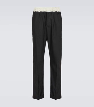 Silk-trimmed wool pants